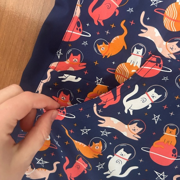 Navy Blue Animal Scrub Top - Picture 2 of 2